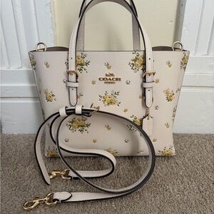 Coach Cream and Yellow Floral Tote